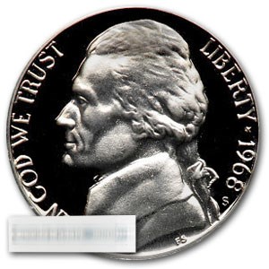 1968-S Jefferson Nickel 40-Coin Roll Proof 1968-S Jefferson Nickel 40-Coin Roll Proof