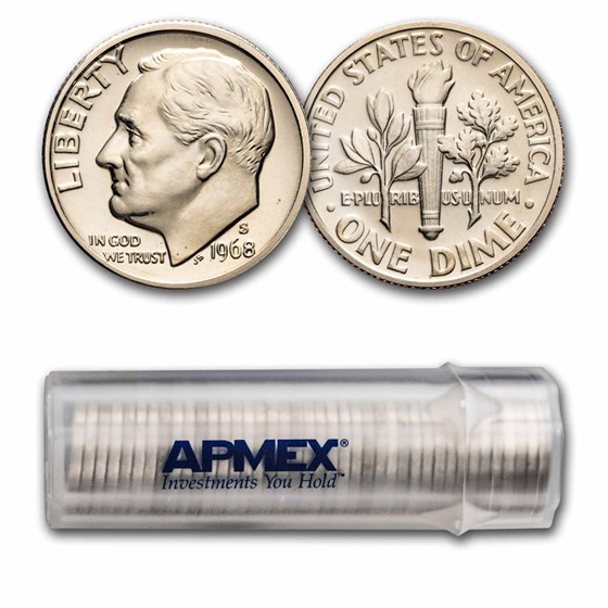 1968-S Roosevelt Dime 50-Coin Roll Proof 1968-S Roosevelt Dime 50-Coin Roll Proof