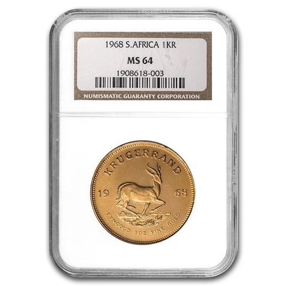 1968 South Africa 1 oz Gold Krugerrand MS-64 NGC 1968 South Africa 1 oz Gold Krugerrand MS-64 NGC