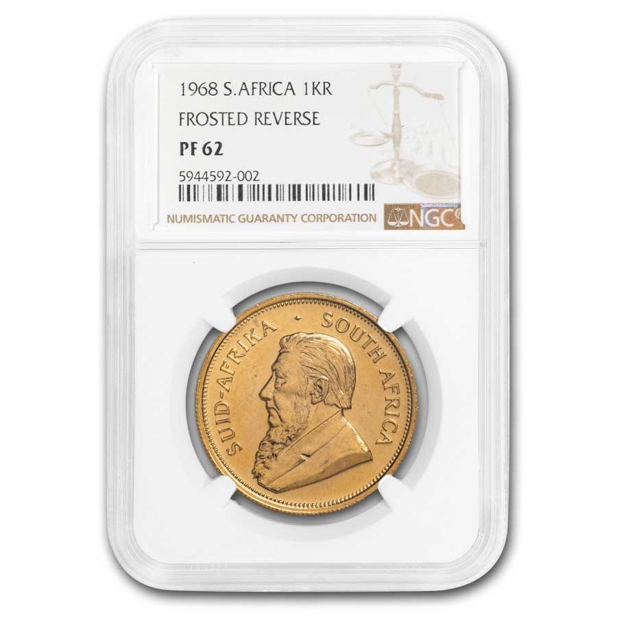 1968 South Africa 1 oz Gold Krugerrand PF-62 NGC (Frosted Rev)