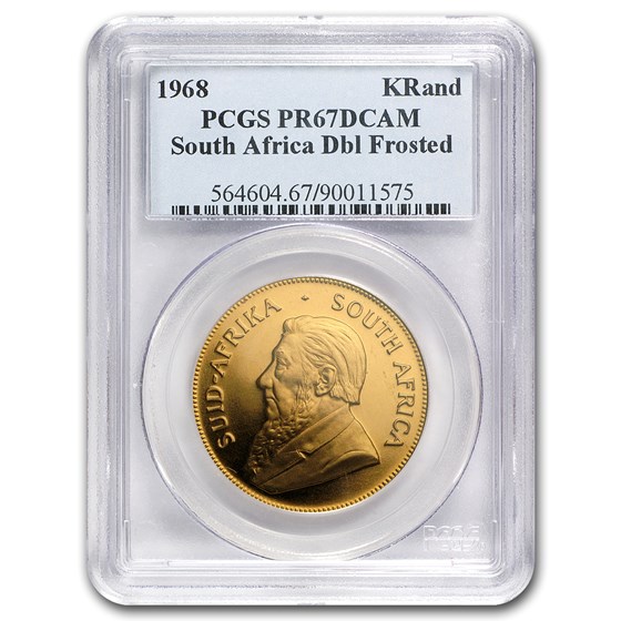 1968 South Africa 1 oz Gold Krugerrand PR-67 PCGS (DBL Frosted) 1968 South Africa 1 oz Gold Krugerrand PR-67 PCGS (DBL Frosted)