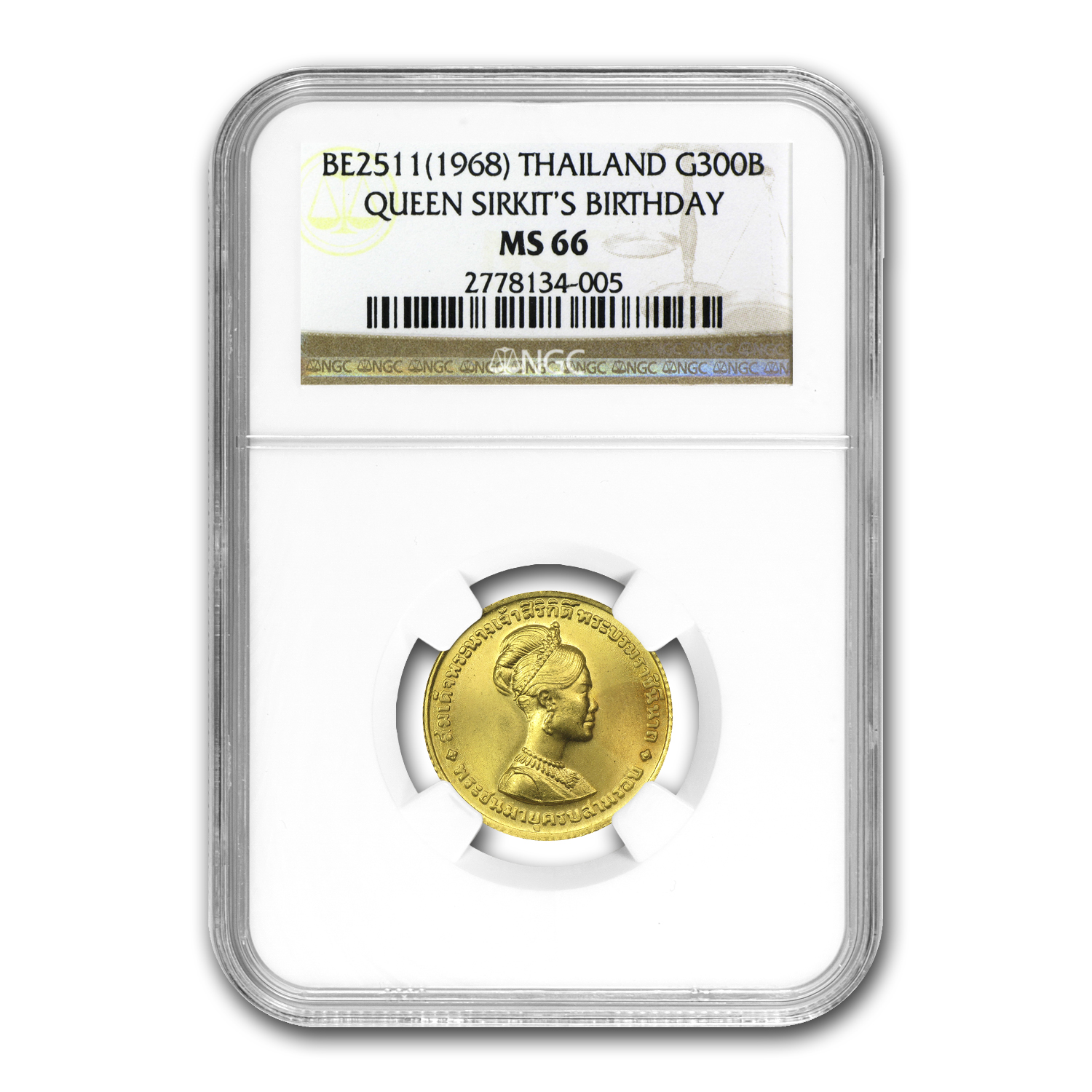 ピサスターのアンテイハムト　金 Buy 1968 Thailand Gold 300 Baht 36th B'day of Queen Sirikit MS-66