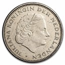1969-1980 Netherlands Nickel 2 1/2 Gulden Juliana I Avg Circ