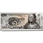 1969-1985 Mexico 5-1000 Pesos Banknote Set Unc