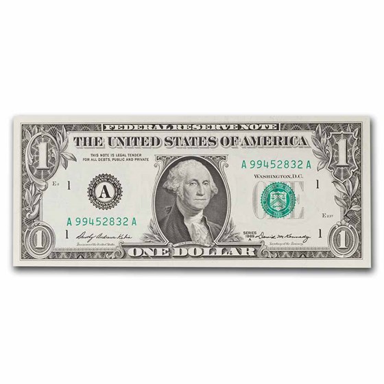 1969-A (A-Boston) $1.00 FRN CU (Fr#1904-A)
