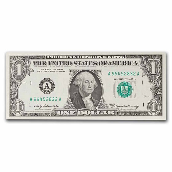 1969-A (A-Boston) $1.00 FRN CU (Fr#1904-A) 1969-A (A-Boston) $1.00 FRN CU (Fr#1904-A)