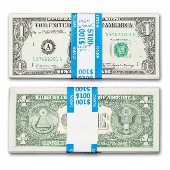 1969 (A-Boston) $1.00 FRN CU (Fr#1903-A), 100 consecutive