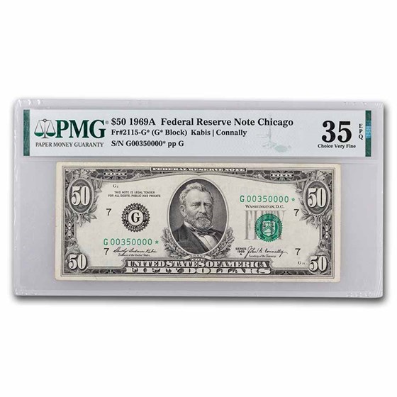 1969-A* (G-Chicago) $50 FRN VF-35 EPQ PMG (Fr#2115-G*) Star Note