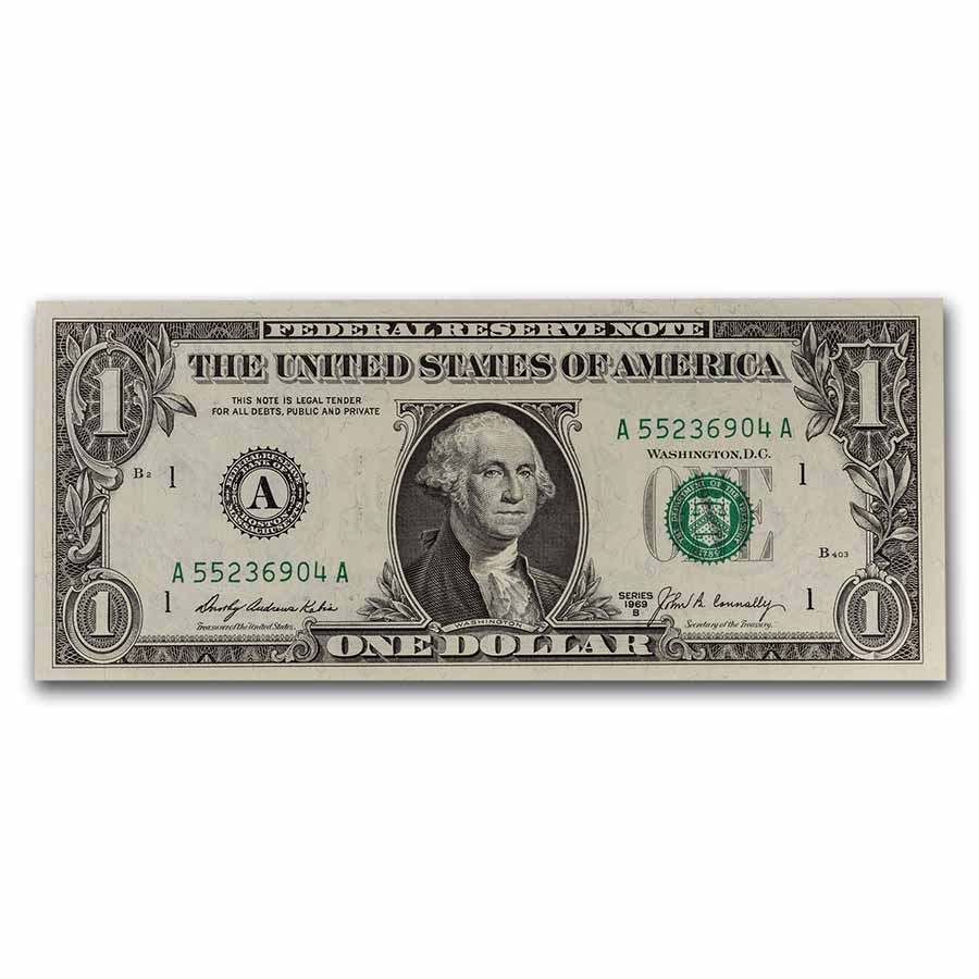 1969-B (A-Boston) $1.00 FRN CU (Fr#1905-A)