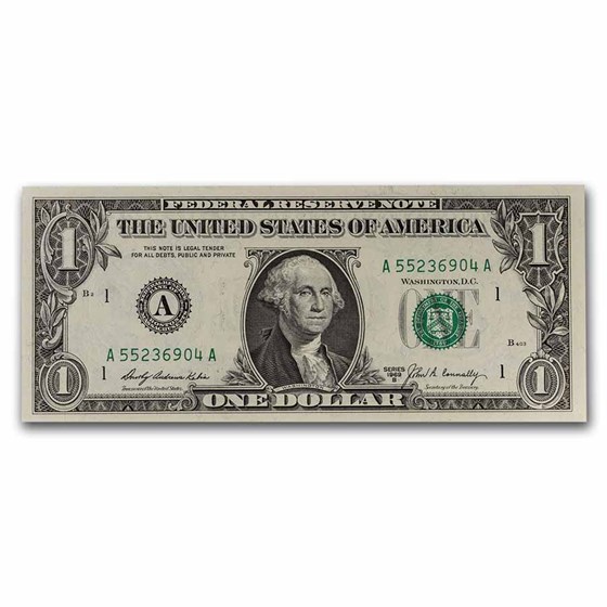 1969-B (A-Boston) $1.00 FRN CU (Fr#1905-A) 1969-B (A-Boston) $1.00 FRN CU (Fr#1905-A)