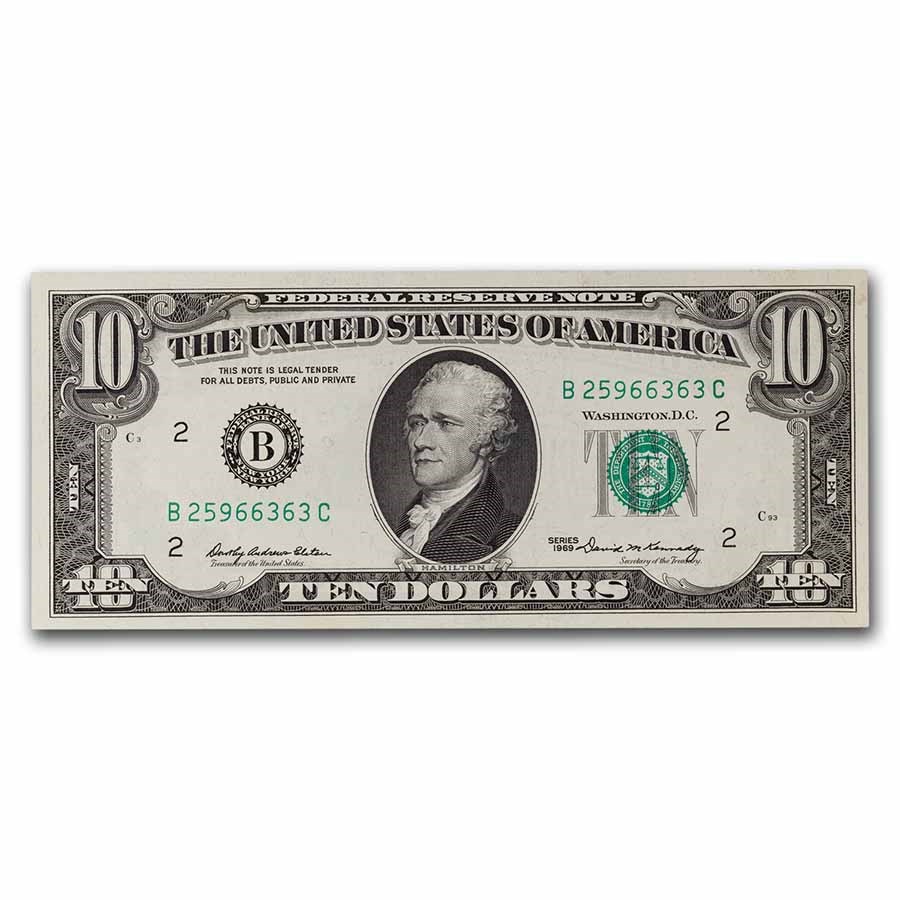 1969 (B-New York) $10 FRN CU (Fr#2018-B)