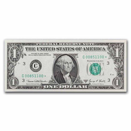 1969-D* (C-Philadelphia) $1.00 FRN CU (Fr#1907-C*) Star Note!