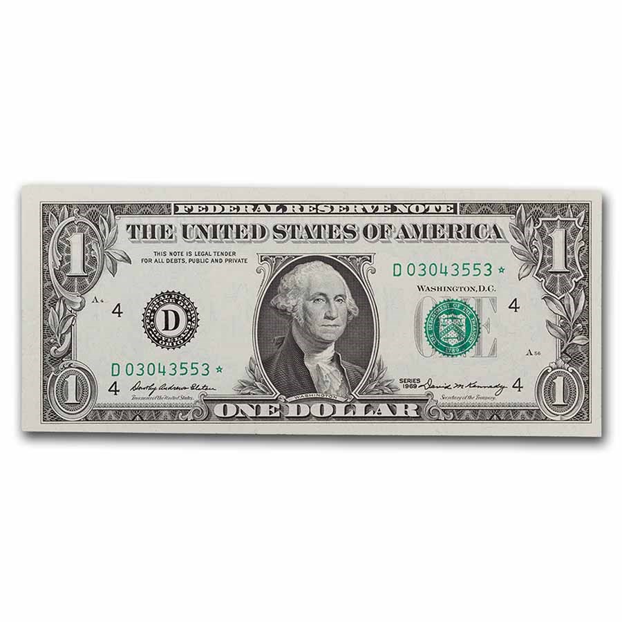1969* (D-Cleveland) $1.00 FRN CU (Fr#1903-D*) Star Note!