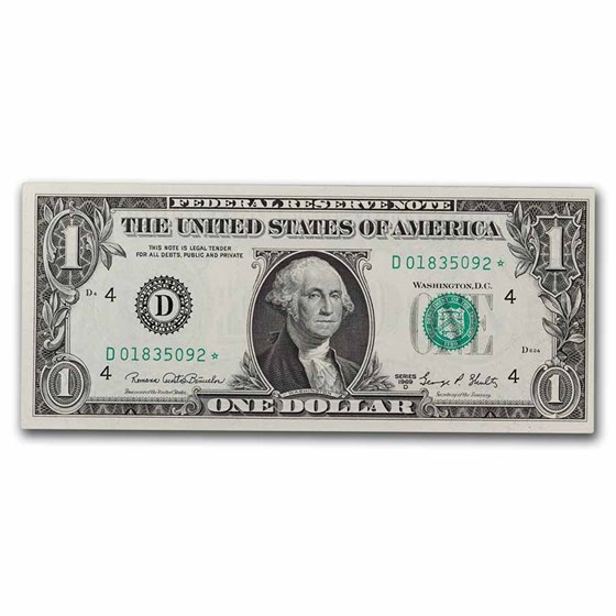 1969-D* (D-Cleveland) $1.00 FRN CU (Fr#1907-D*) Star Note!