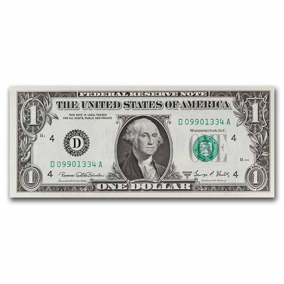1969-D (D-Cleveland) $1.00 FRN CU (Fr#1907-D)