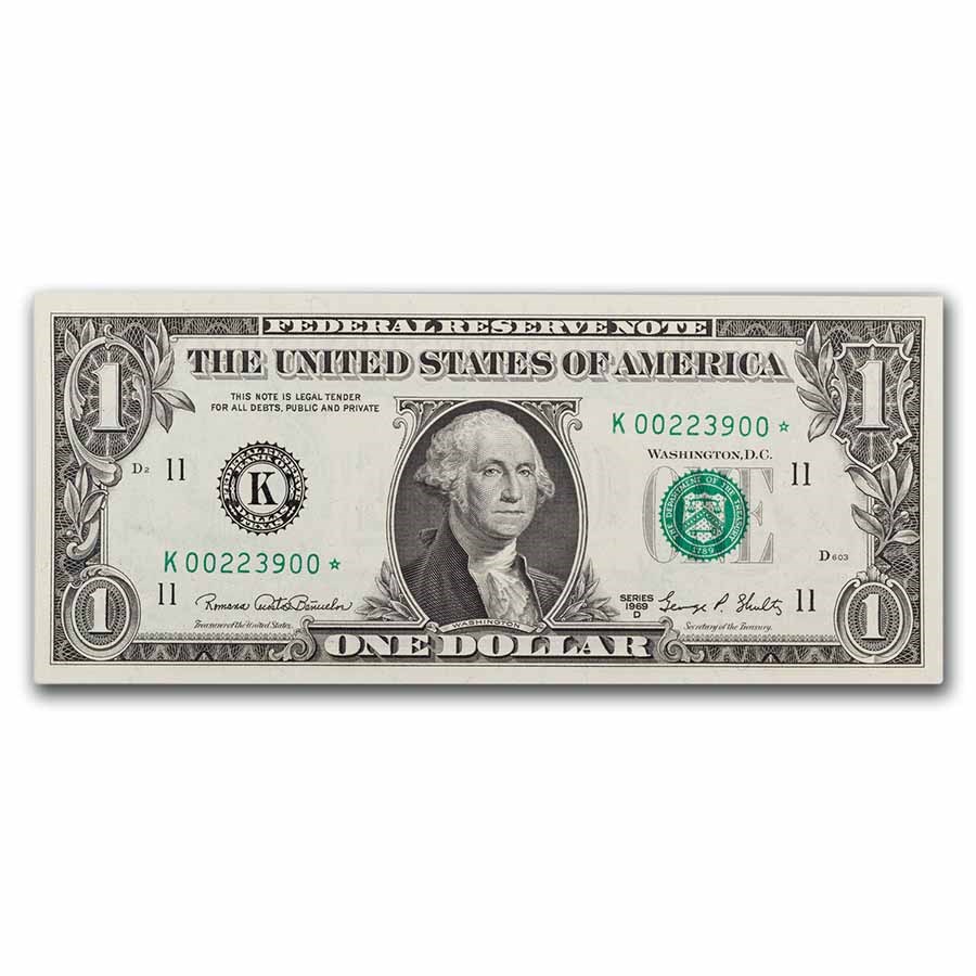 1969-D* (K-Dallas) $1.00 FRN CU (Fr#1907-K*) Star Note!