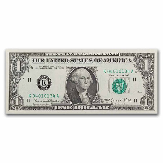 1969-D (K-Dallas) $1.00 FRN CU (Fr#1907-K)