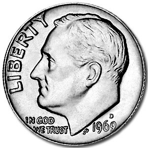 1969-D Roosevelt Dime BU