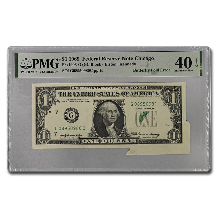 1969 (G-Chicago) $1 FRN XF-40 EPQ PMG (Fr#1903-G) Butterfly Fold