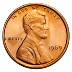 1969 Lincoln Cent 50-Coin Roll BU