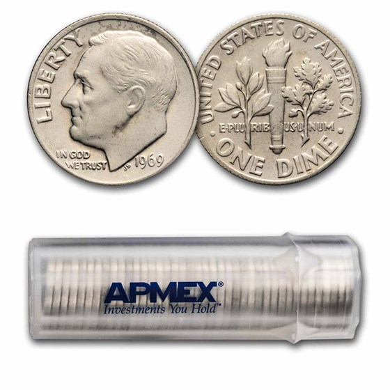 1969 Roosevelt Dime 50-Coin Roll BU 1969 Roosevelt Dime 50-Coin Roll BU