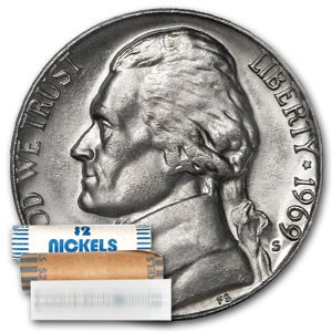 1969-S Jefferson Nickel 40-Coin Roll BU