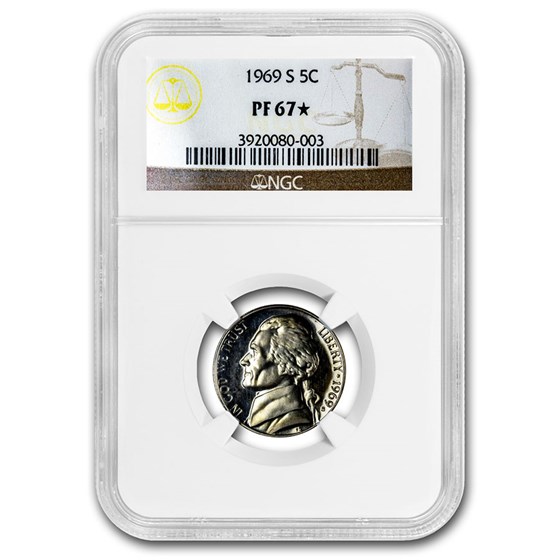 1969-S Jefferson Nickel PF-67* NGC 1969-S Jefferson Nickel PF-67* NGC