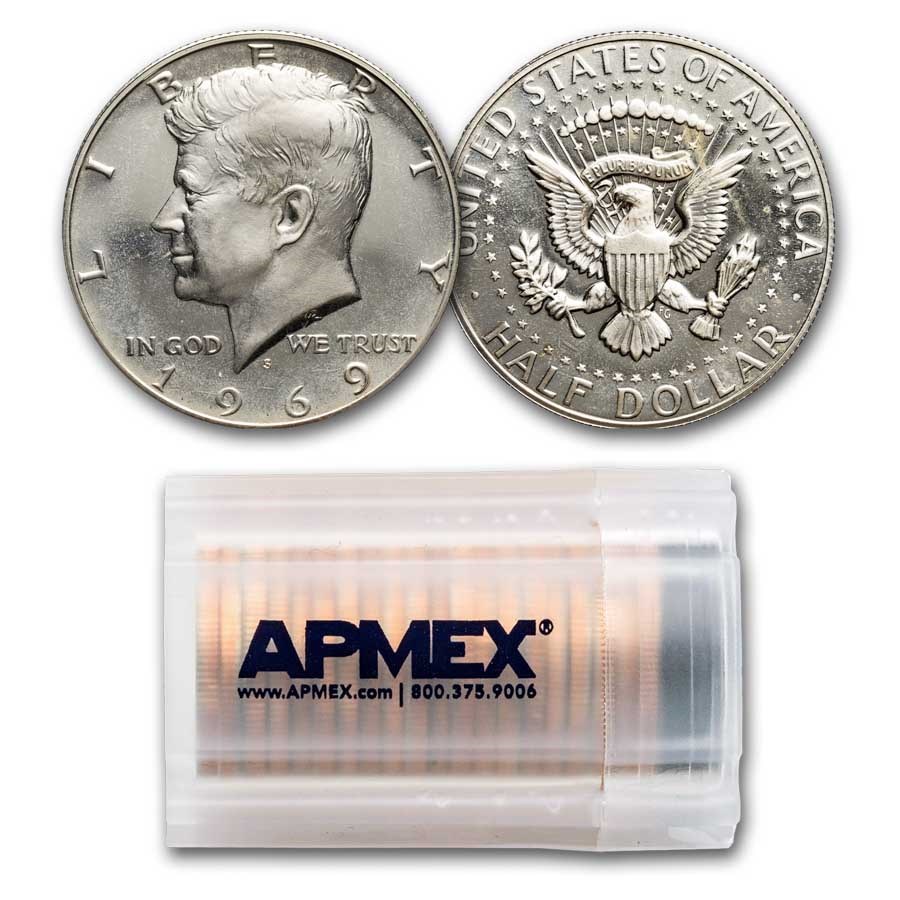 1969-S Kennedy Half Dollar 20-Coin Roll Proof
