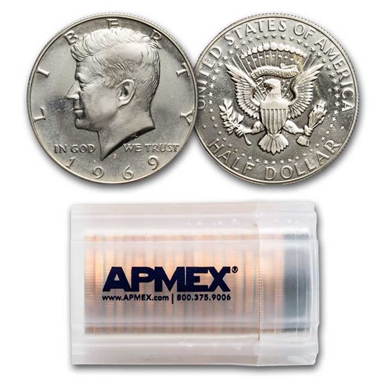 1969-S Kennedy Half Dollar 20-Coin Roll Proof 1969-S Kennedy Half Dollar 20-Coin Roll Proof