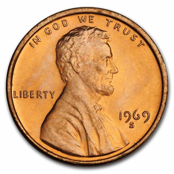 1969-S Lincoln Cent BU (Red)