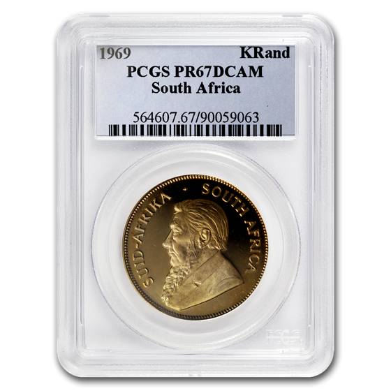 1969 South Africa 1 oz Gold Krugerrand PR-67 PCGS (DCAM) 1969 South Africa 1 oz Gold Krugerrand PR-67 PCGS (DCAM)