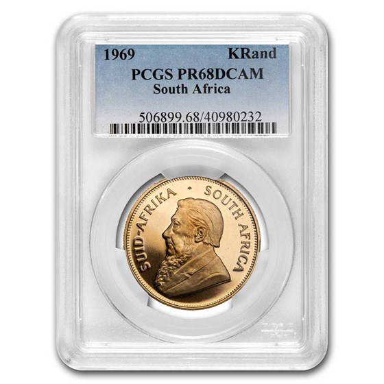 1969 South Africa 1 oz Gold Krugerrand PR-68 PCGS (DCAM)