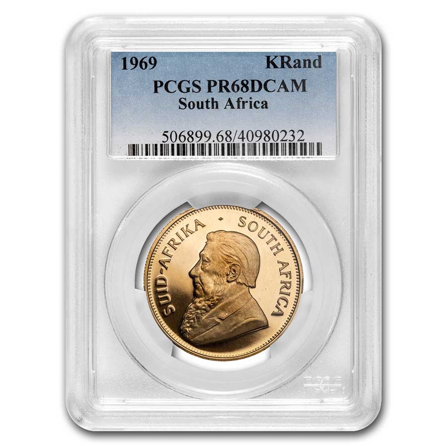 1969 South Africa 1 oz Gold Krugerrand PR-68 PCGS (DCAM)