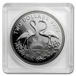 1970 Bahamas Silver $2 Flamingo Birds Proof