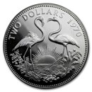 1970 Bahamas Silver $2 Flamingo Birds Proof