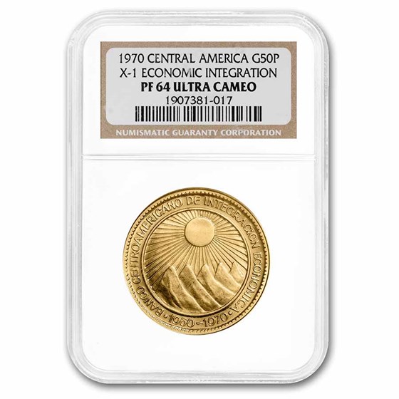 1970 Central America Gold 50 Pesos Economic Integration PF-64 NGC 1970 Central America Gold 50 Pesos Economic Integration PF-64 NGC