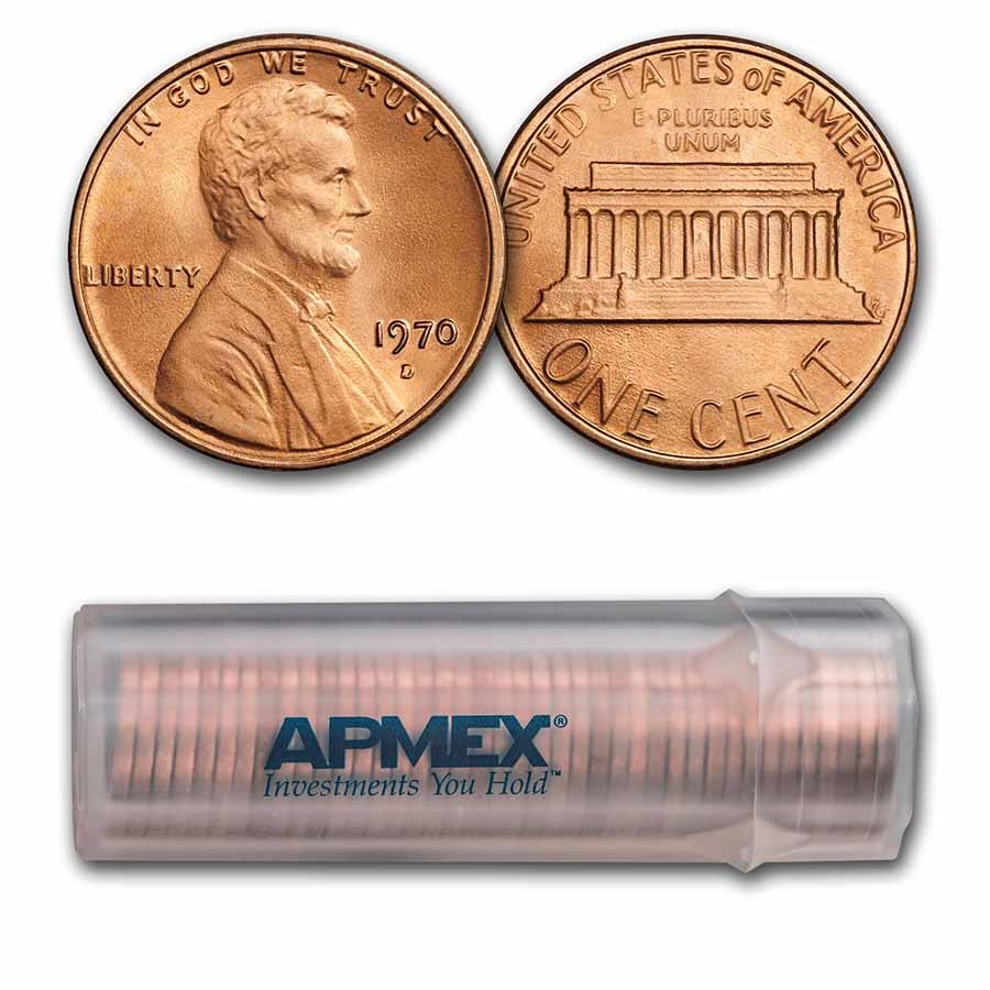 1970 Lincoln Cent 50-Coin Roll BU