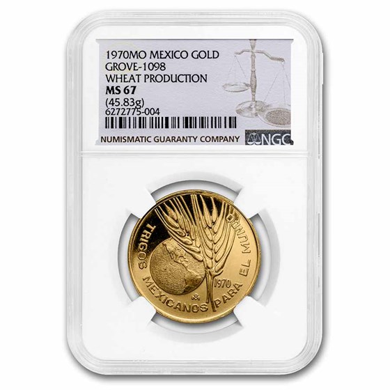 1970 Mo Mexico Gold Medal Wheat Production MS-67 NGC (Grove-1098) 1970 Mo Mexico Gold Medal Wheat Production MS-67 NGC (Grove-1098)