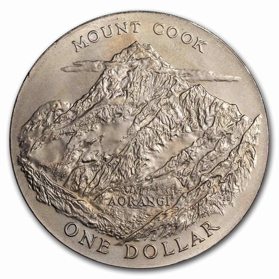 1970 New Zealand Dollar Mount Cook BU