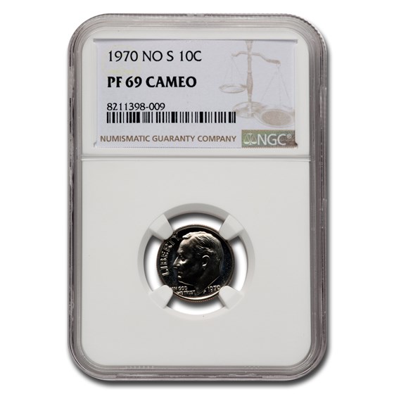 1970 No S Roosevelt Dime PF-69 Cameo NGC 1970 No S Roosevelt Dime PF-69 Cameo NGC