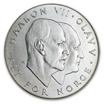 1970 Norway Silver 25 Kroner 25th Anniv of Liberation BU