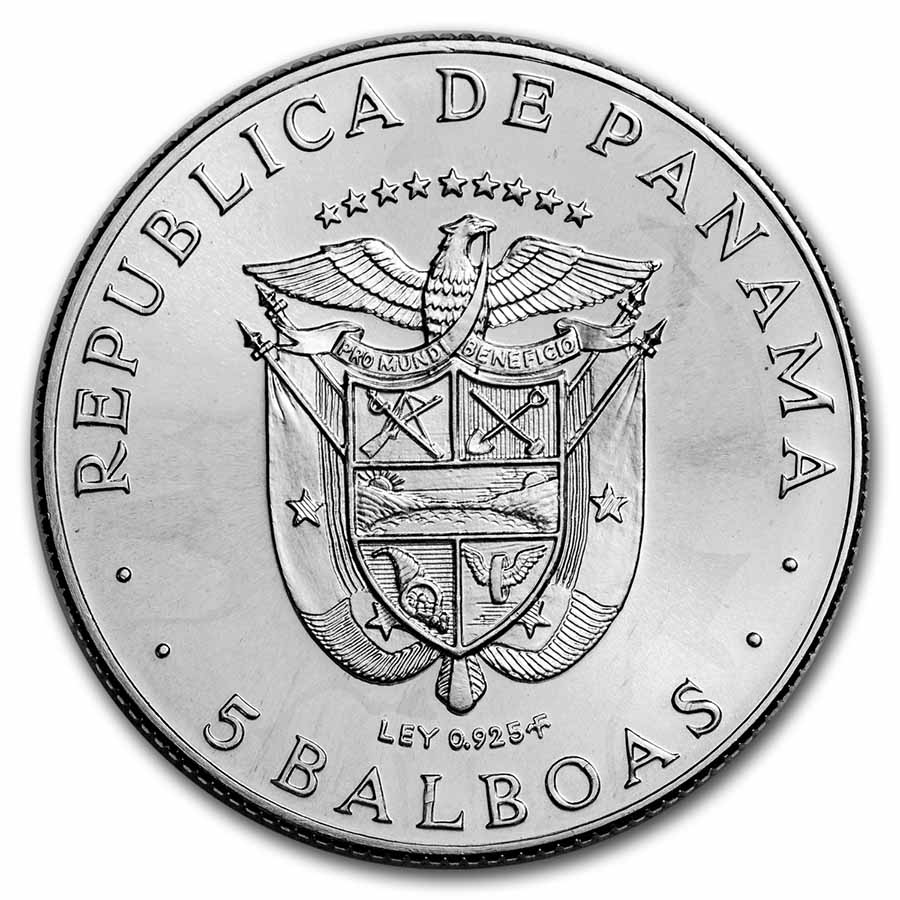 Buy 1970 Panama Silver 5 Balboas CAC Games BU/PR | APMEX