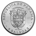 1970 Panama Silver 5 Balboas CAC Games BU/PR
