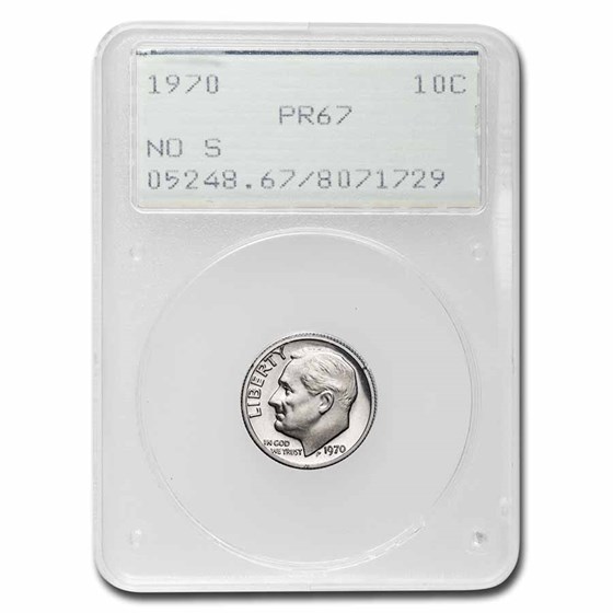 1970 Roosevelt Dime PR-67 PCGS (Rattler, No S) 1970 Roosevelt Dime PR-67 PCGS (Rattler, No S)