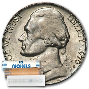 1970-S Jefferson Nickel 40-Coin Roll BU