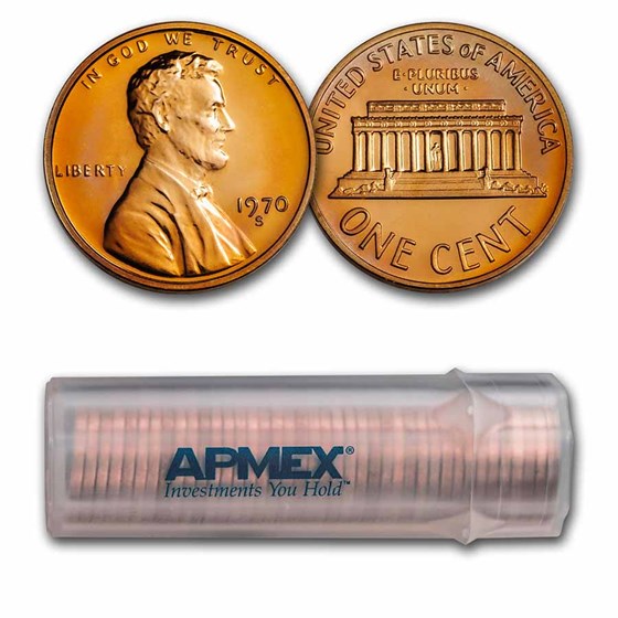 1970-S Lincoln Cent Large Date 50-Coin Roll Proof