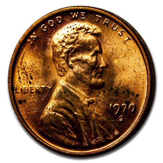 1970-S Lincoln Cent Small Date Variety BU (Toned) 1970-S Lincoln Cent Small Date Variety BU (Toned)