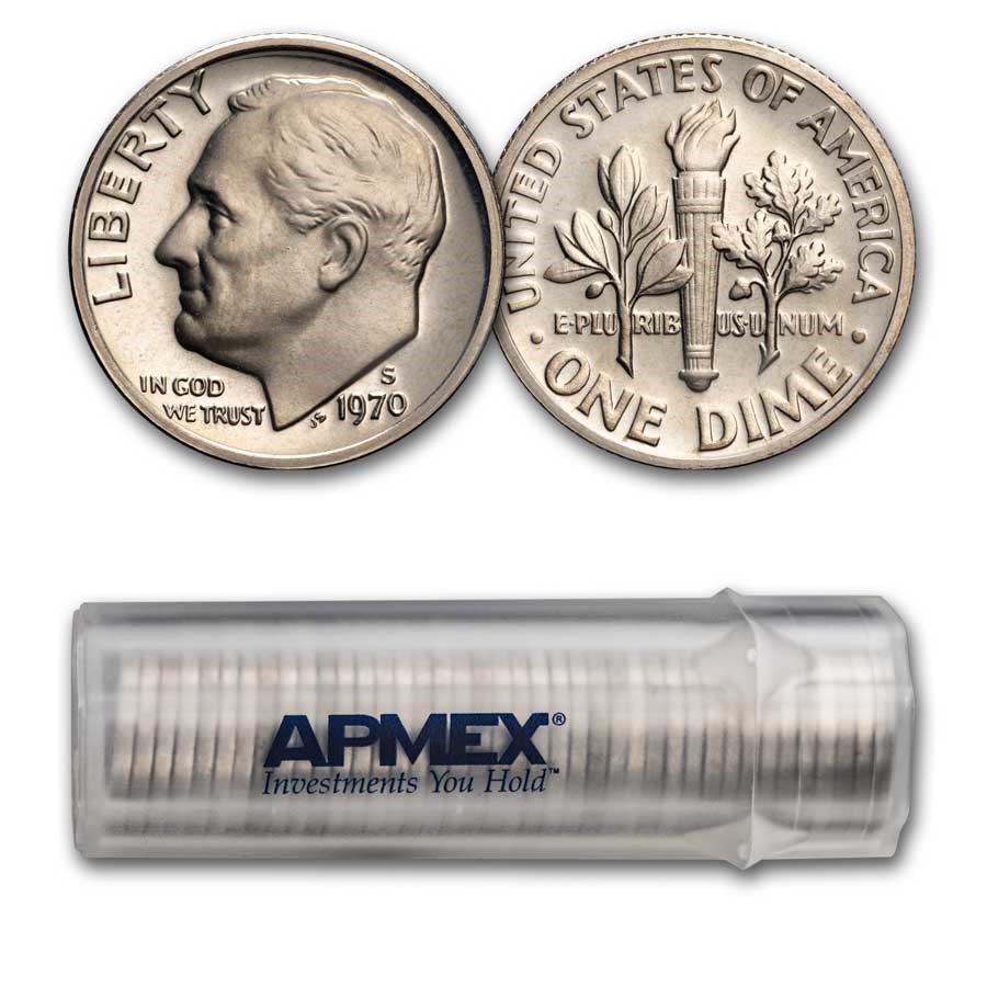 1970-S Roosevelt Dime 50-Coin Roll Proof