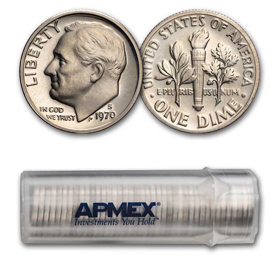 1970-S Roosevelt Dime 50-Coin Roll Proof 1970-S Roosevelt Dime 50-Coin Roll Proof