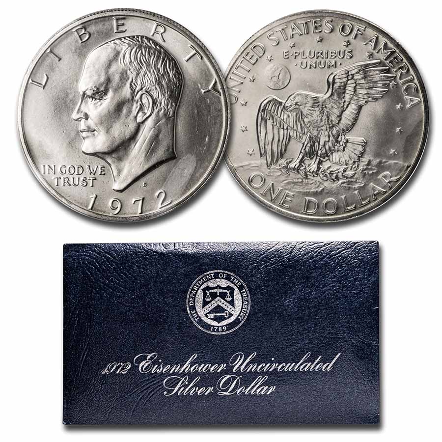 $1 Brilliant Uncirculated US Mint Ike 1974 S BU Eisenhower Silver Dollar 